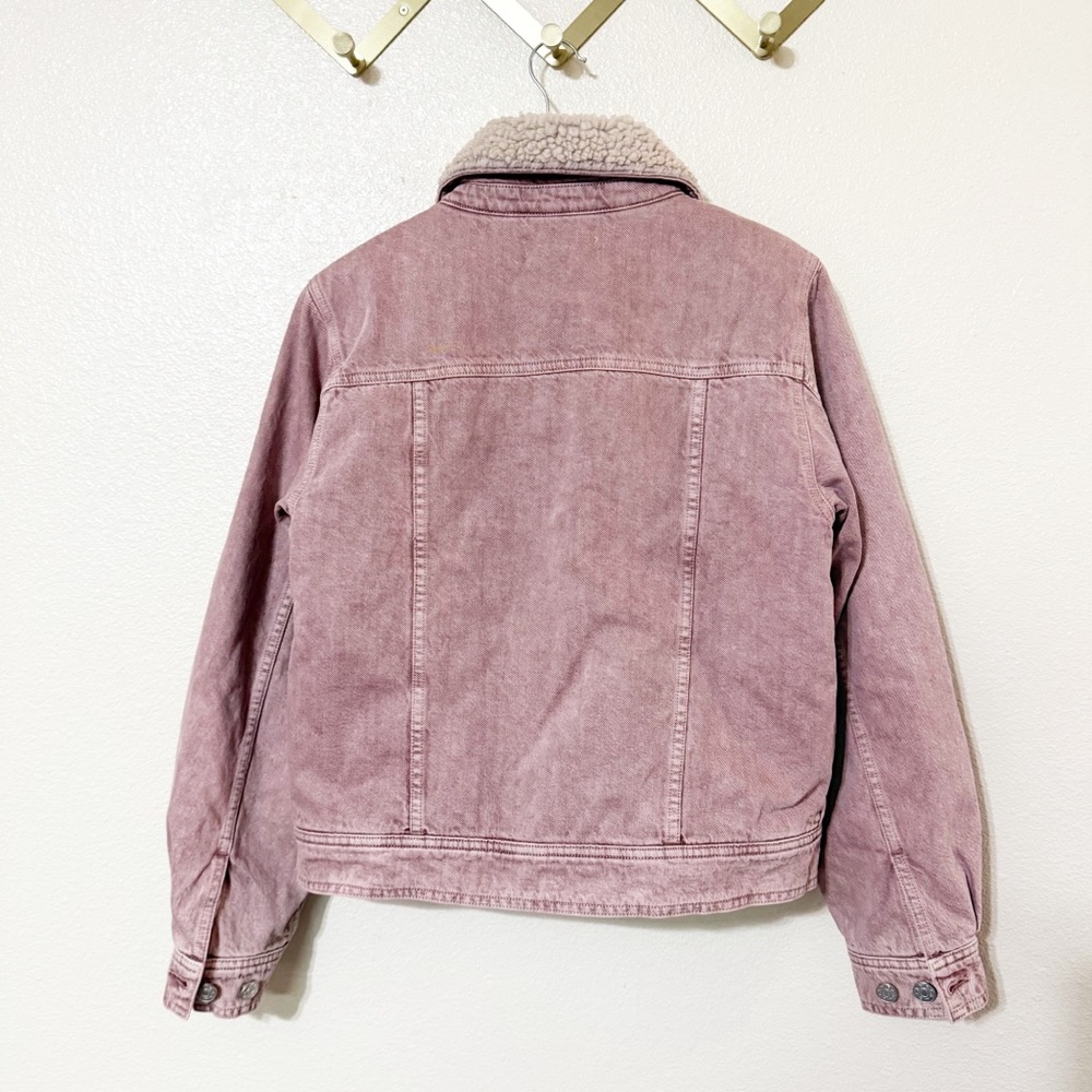 AMO Anthropologie Zoe Sherpa Lined Collar Zip Front Jacket in Tawny Pink Small - Picture 10 of 12
